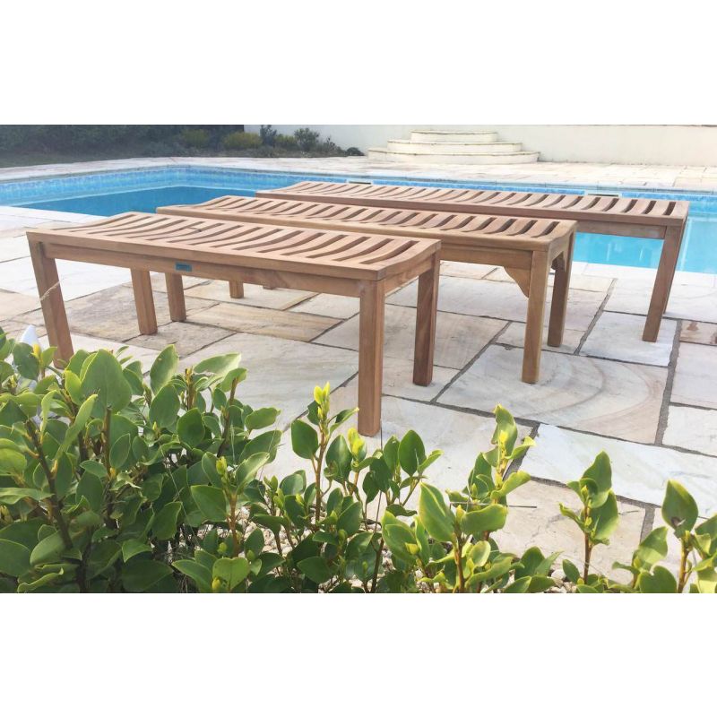 Backless Teak Garden Bench