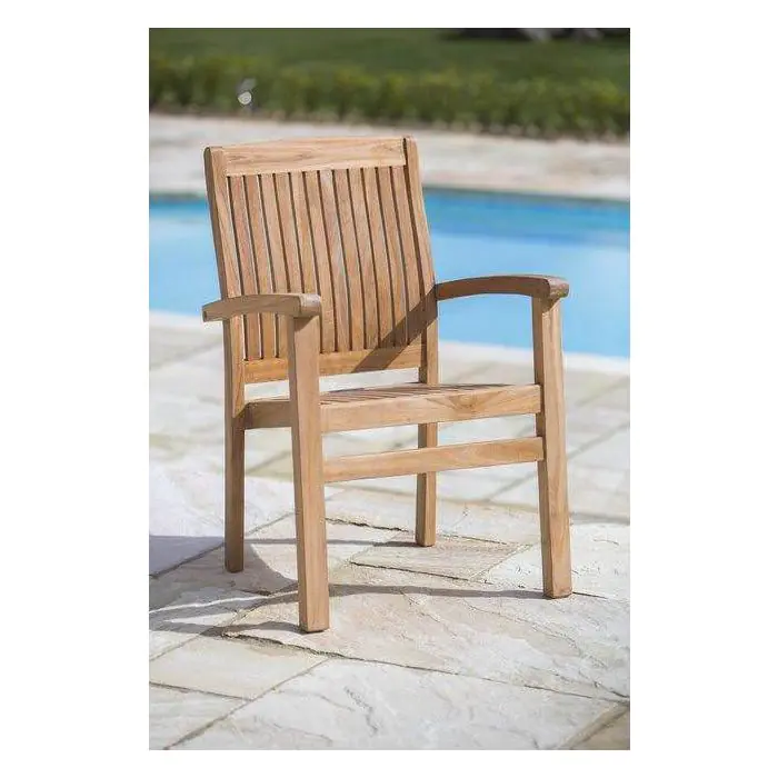 1m Teak Circular Folding Table with 2 Marley Chairs & 2 Marley Armchairs - 2