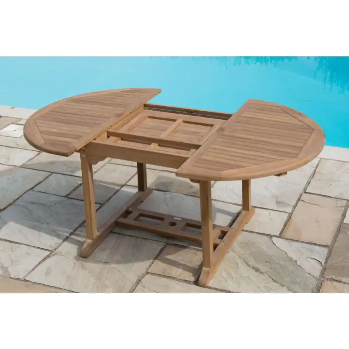 1.2m x 1.2m - 1.8m Teak Circular Extending Table with 6 Harrogate Recliners  - 3