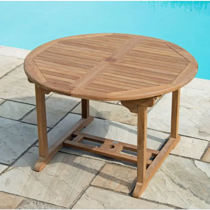 1.2m x 1.2m - 1.8m Teak Circular Extending Table with 6 Harrogate Recliners  - 1