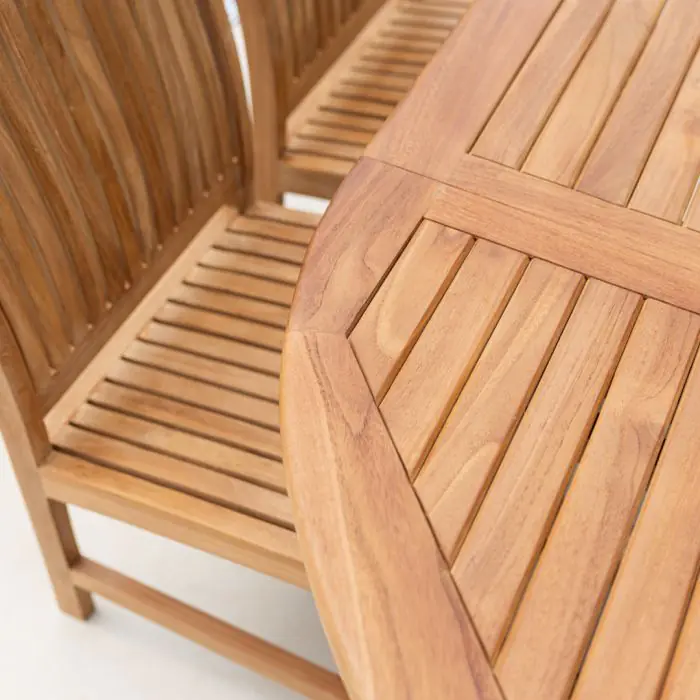 1.2m x 1.2m - 1.8m Teak Circular Extending Table with 6 Marley Chairs / Armchairs - 4