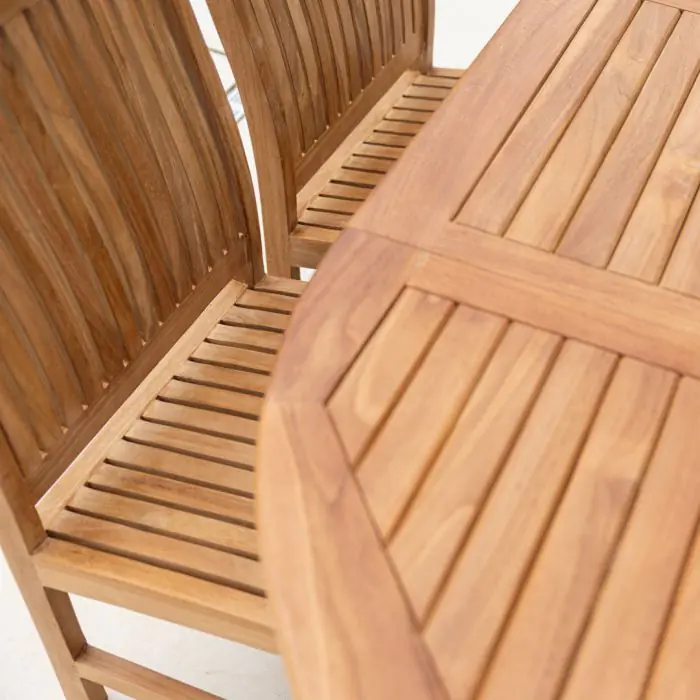 1.2m x 1.2m - 1.8m Teak Circular Extending Table with 6 Marley Chairs / Armchairs - 6