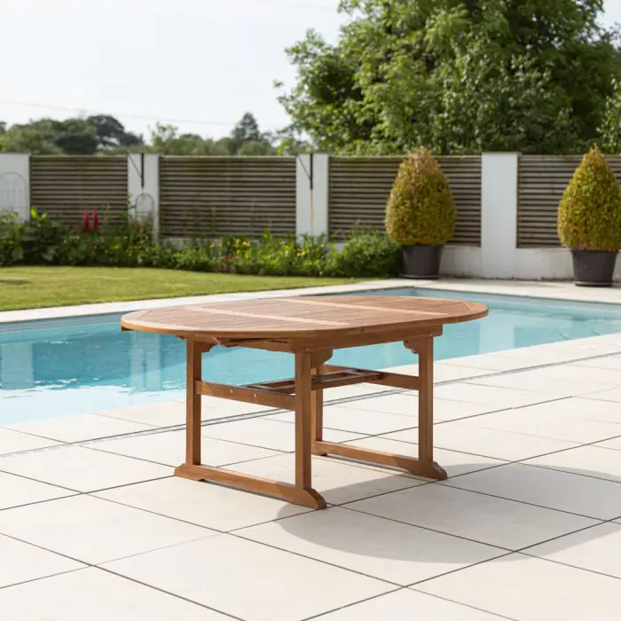 1.2m x 1.2m - 1.8m Teak Circular Extending Table with 6 Marley Chairs / Armchairs - 25