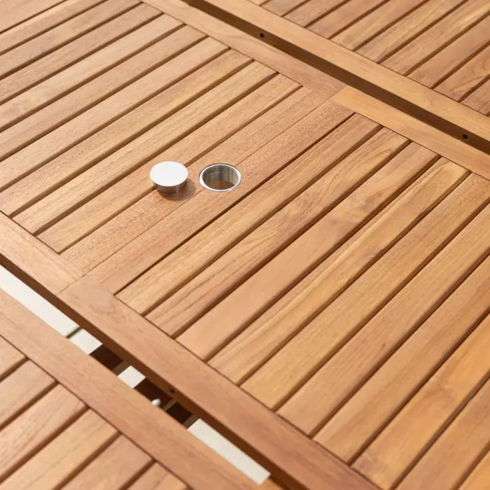 1.2m x 1.2m - 1.8m Teak Circular Extending Table - 8