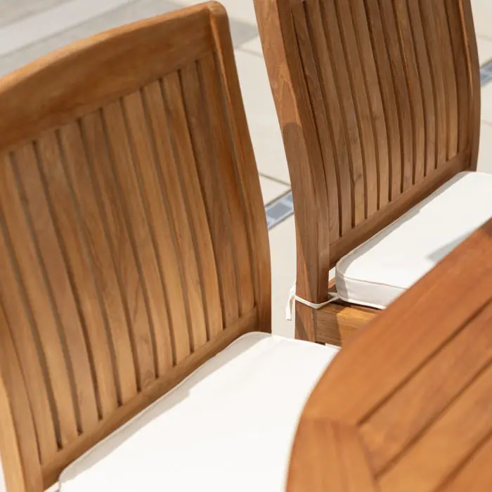 1.6m Teak Oval Pedestal Table with 4 Marley Chairs & 2 Marley Armchairs - 8