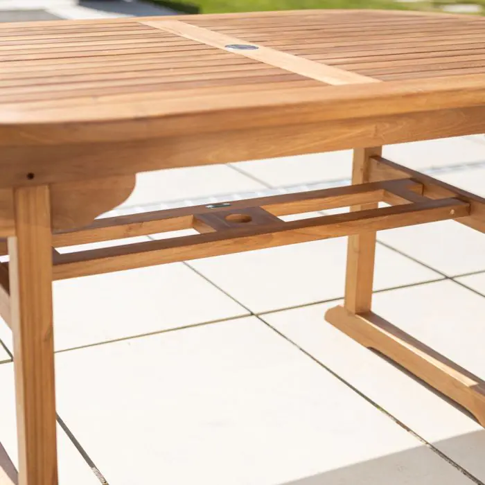 1.9m Teak Oval Pedestal Table with 6 Marley Chairs - 20