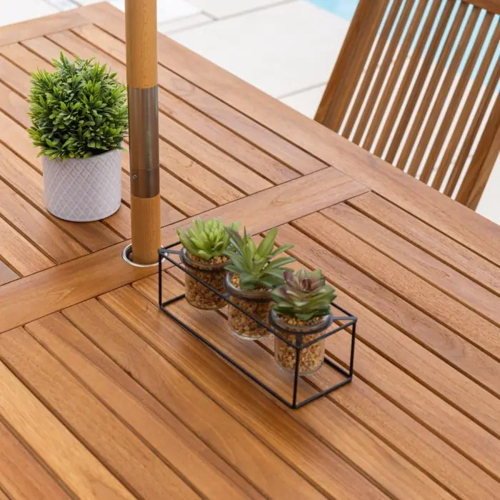 1.6m Teak Rectangular Pedestal Table - 4