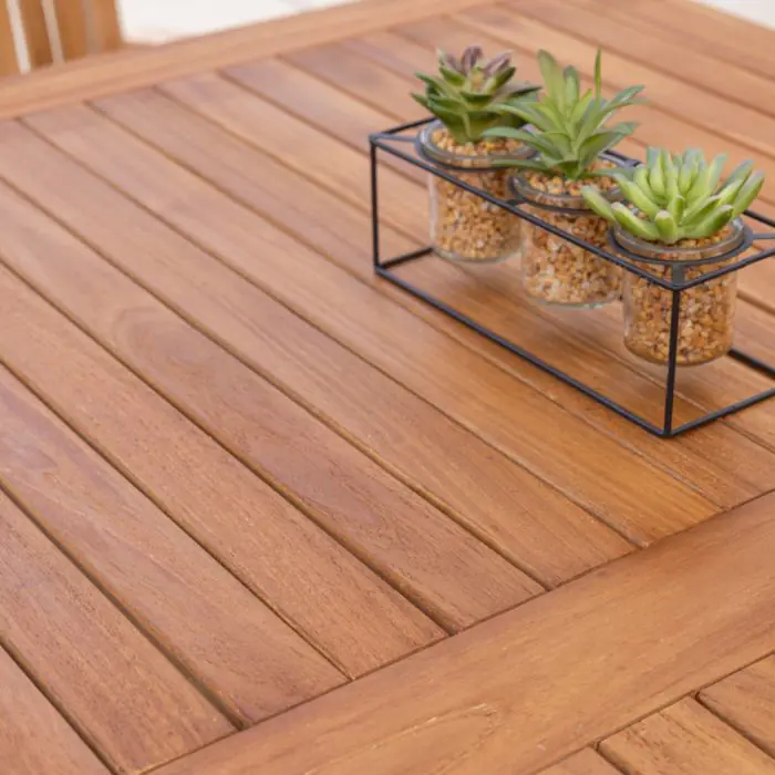 1.6m Teak Rectangular Pedestal Table with 6 Marley Chairs  - 9