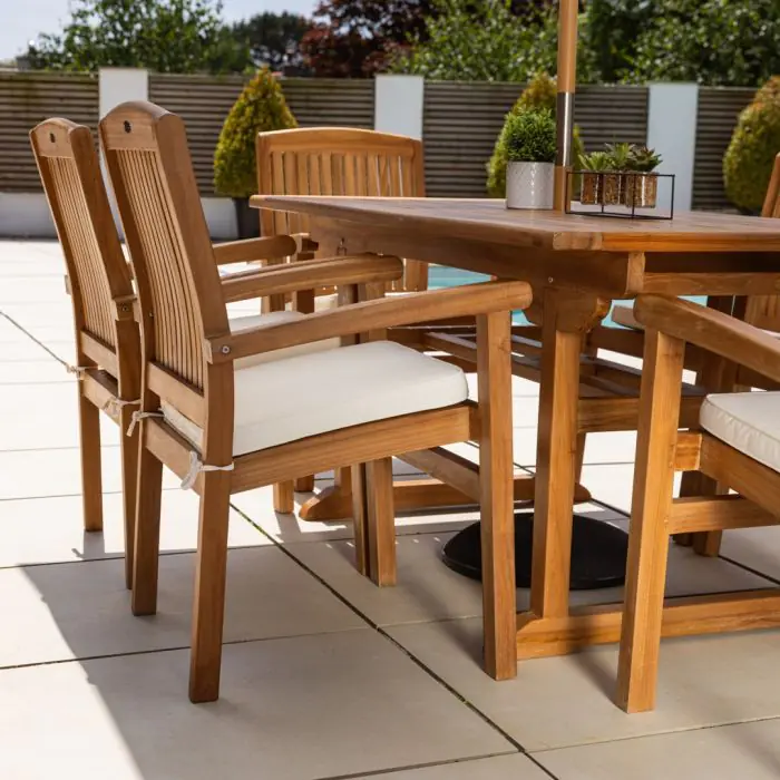 1.6m Teak Rectangular Pedestal Table with 6 Marley Chairs  - 6