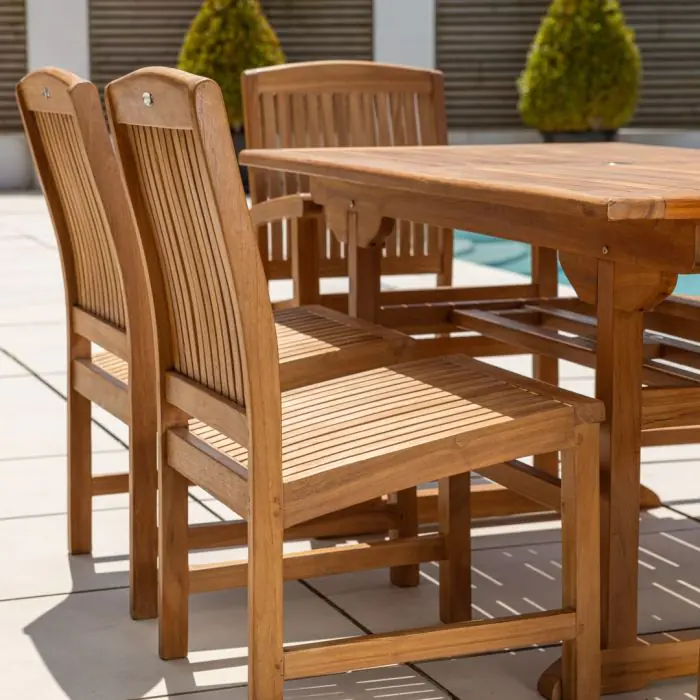 1.6m Teak Rectangular Pedestal Table with 6 Marley Chairs  - 8