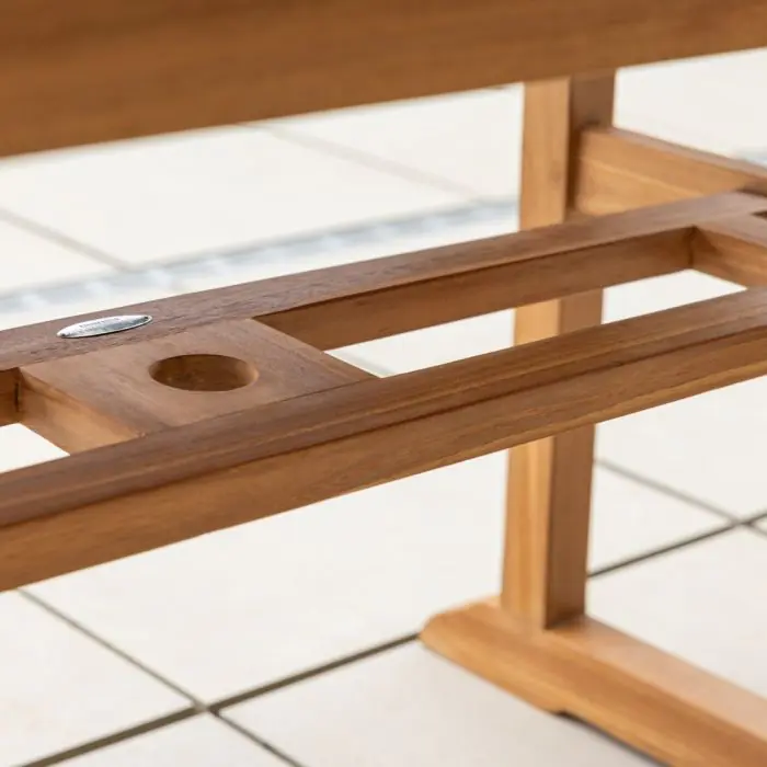 1.6m Teak Rectangular Pedestal Table - 2