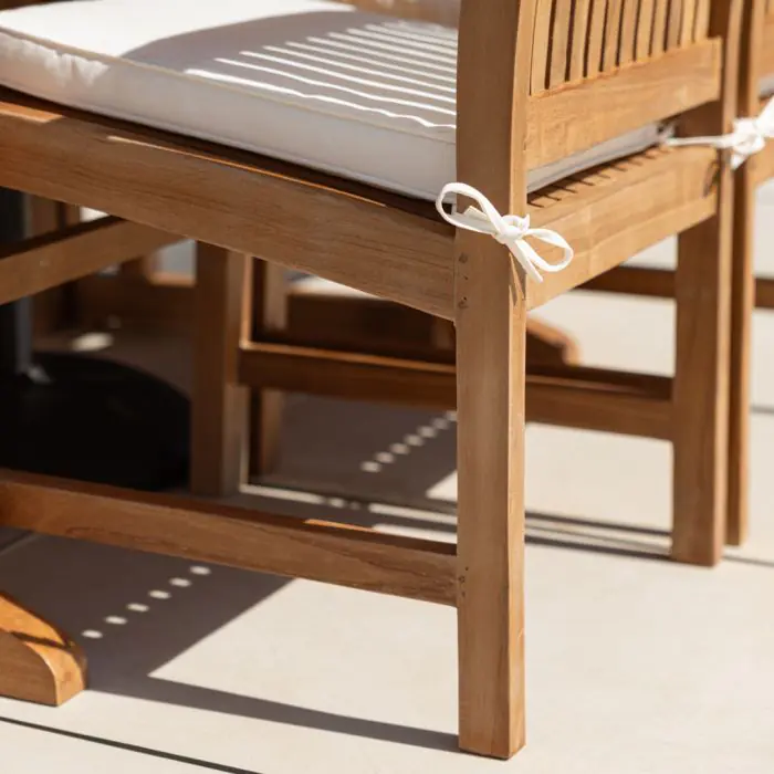 1.9m Teak Oval Pedestal Table with 6 Marley Chairs - 11