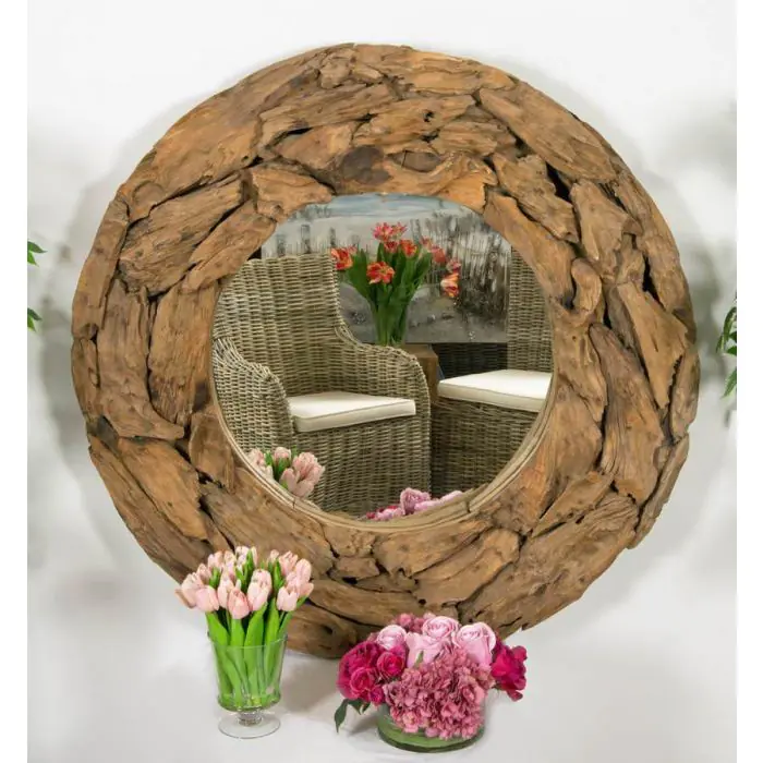 Reclaimed Teak Root Piece Circular Mirror - 4 Sizes - 2