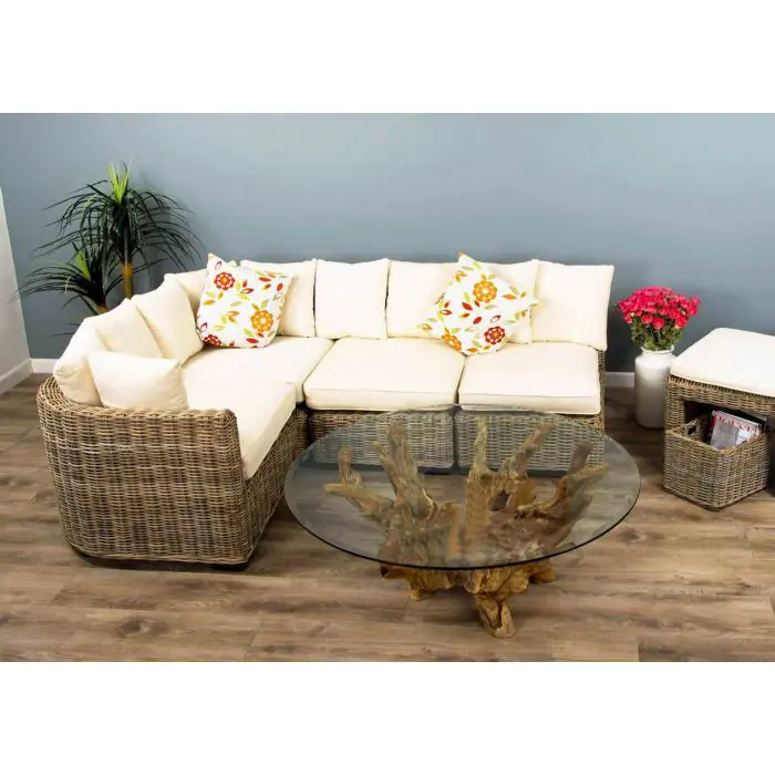 1m Reclaimed Teak Root Circular Coffee Table - 5