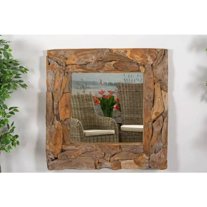 Reclaimed Teak Root Piece Square Mirror - 4 Sizes - 0