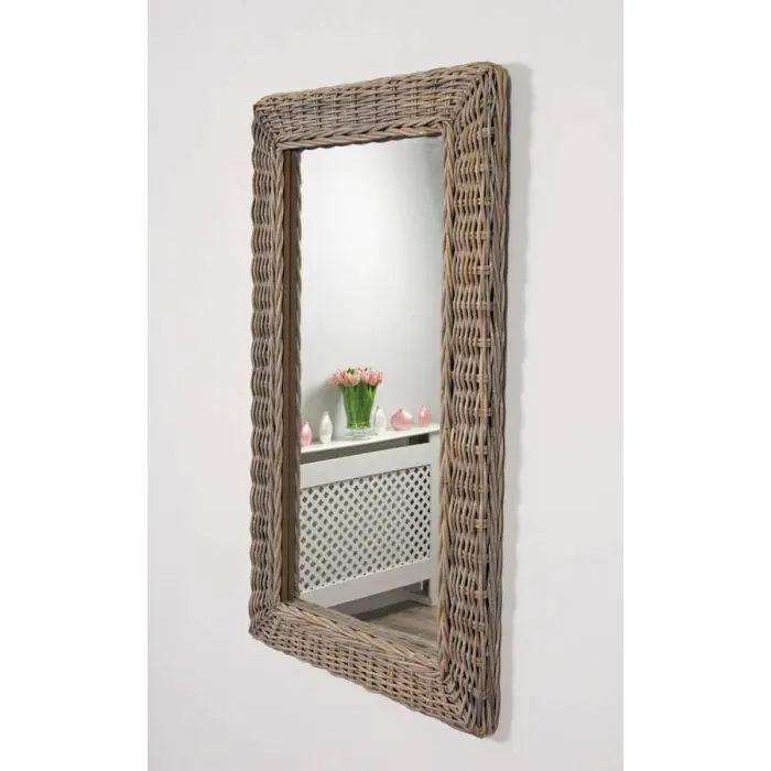Natural Kubu Grey Wicker Mirror - Rectangular - 2