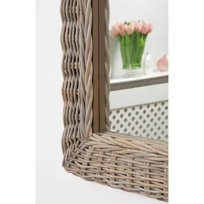 Natural Kubu Grey Wicker Mirror - Rectangular - 4