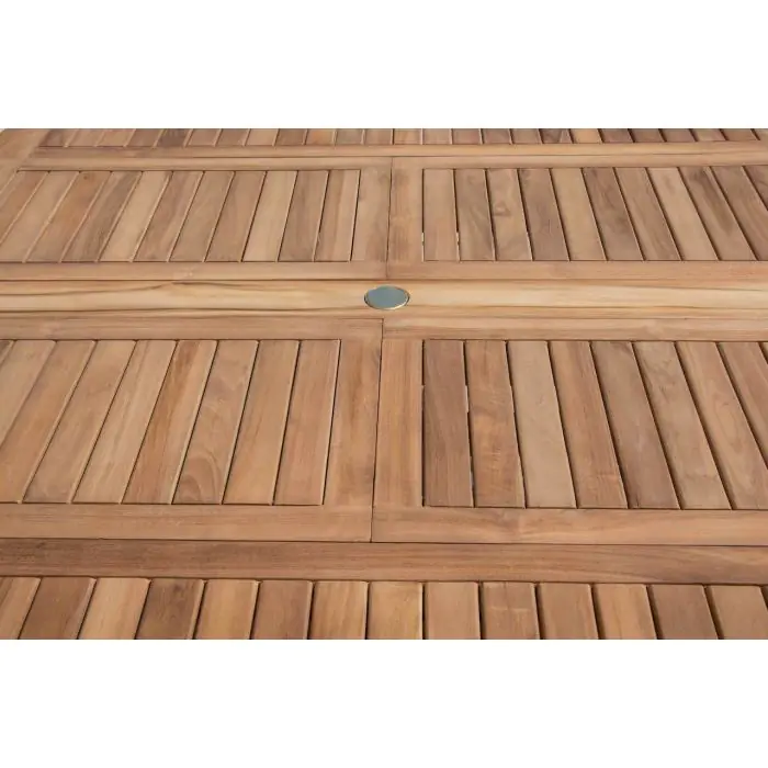 1.5m x 1.5m-2.3m Teak Circular Double Extending Table with 10 Marley Chairs - 20