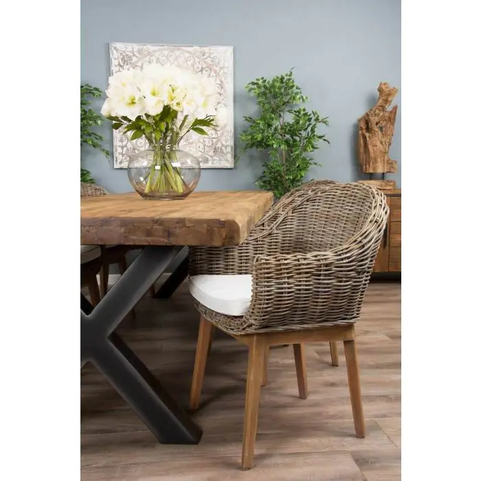 3m Reclaimed Teak Urban Fusion Dining Table with 8 Scandi Armchairs - 9