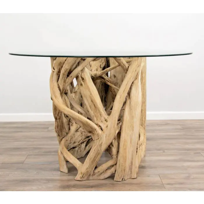 1.2m Java Root Circular Dining Table with 4 Donna Armchairs - 11