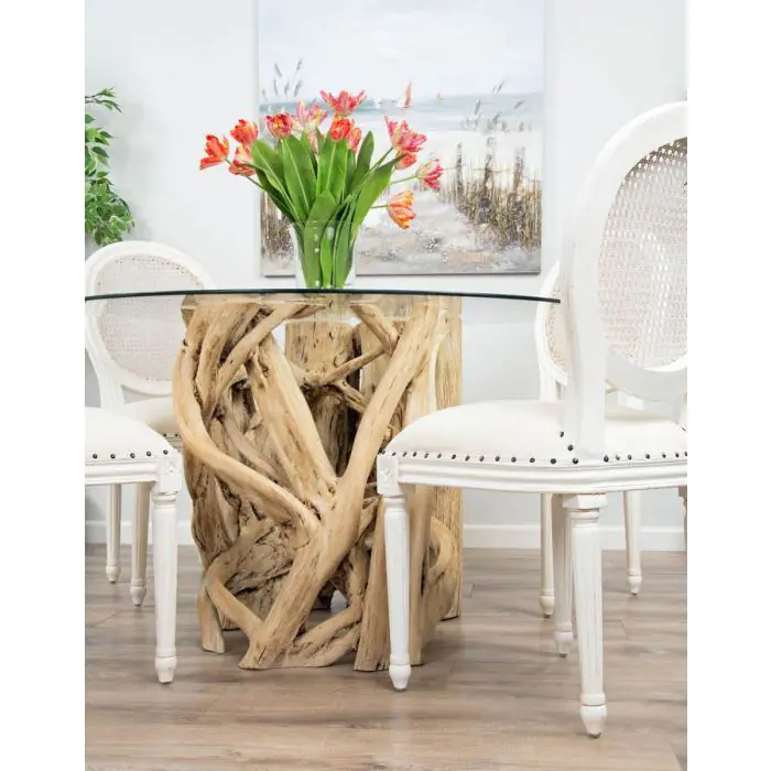 1.2m Java Root Circular Dining Table with 4 Ellena Dining Chairs - 3