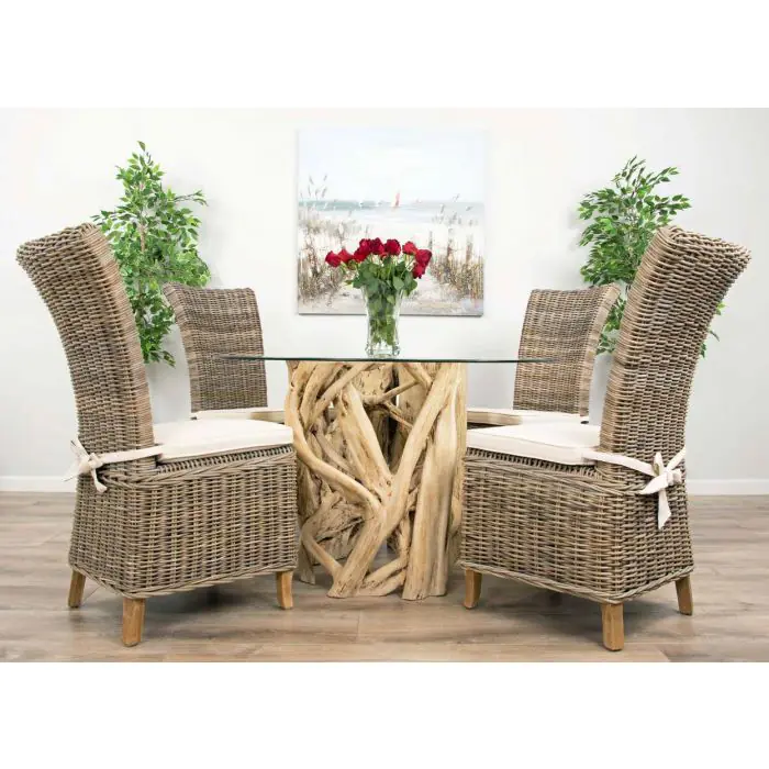 1.2m Java Root Circular Dining Table with 4 Latifa Chairs - 2