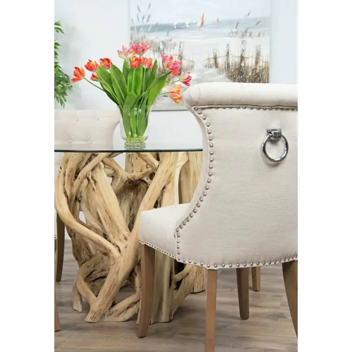 1.2m Java Root Circular Dining Table with 4 Windsor Ring Back Dining Chairs  - 2