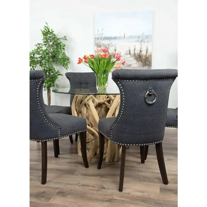 1.2m Java Root Circular Dining Table with 4 Windsor Ring Back Chairs  - 7