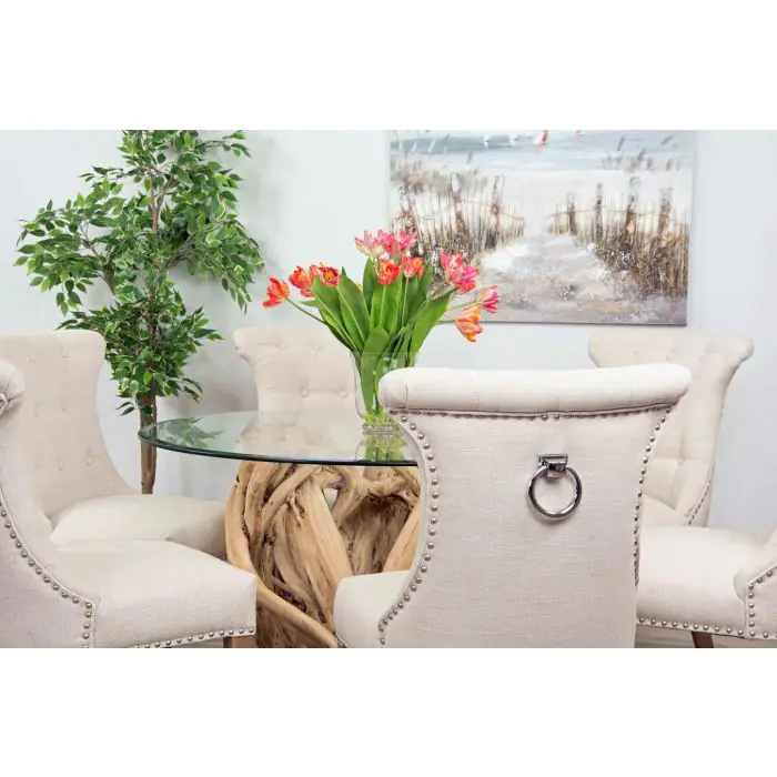 1.2m Java Root Circular Dining Table with 4 Windsor Ring Back Dining Chairs  - 5