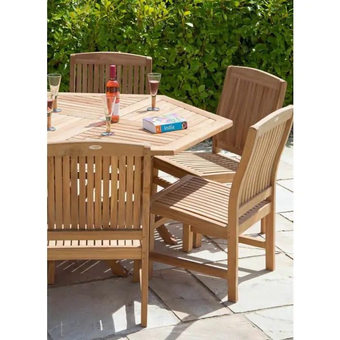 1.2m Teak Hexagonal Folding Table with 6 Marley Chairs - 3