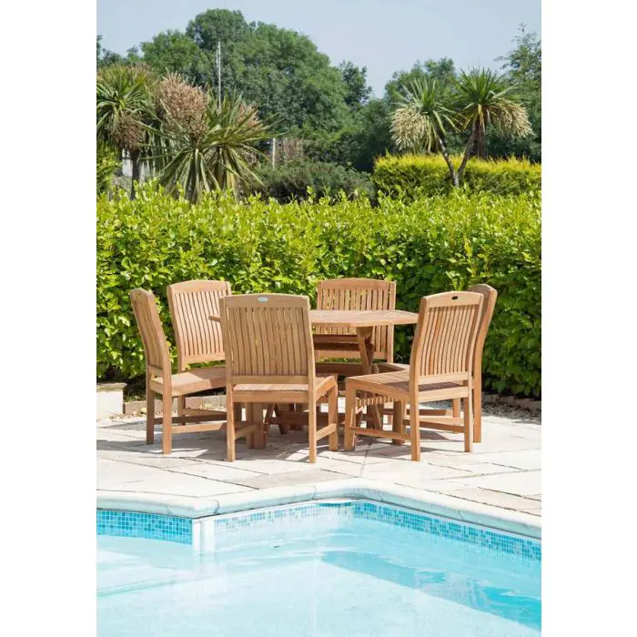 1.2m Teak Hexagonal Folding Table with 6 Marley Chairs - 1