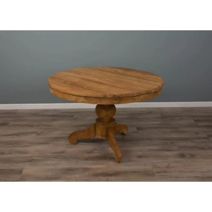 1.2m Reclaimed Teak Circular Pedestal Dining Table - 1