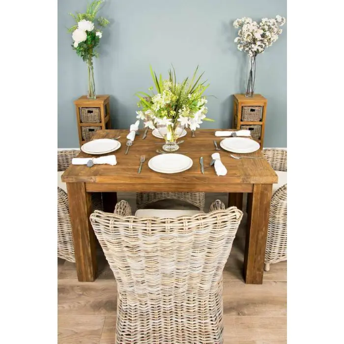 1.2m Reclaimed Teak Taplock Dining Table with 4 Donna Chairs - 2