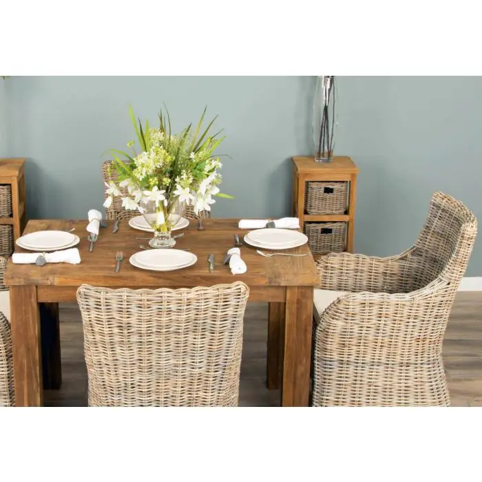 1.2m Reclaimed Teak Taplock Dining Table with 4 Donna Chairs - 4