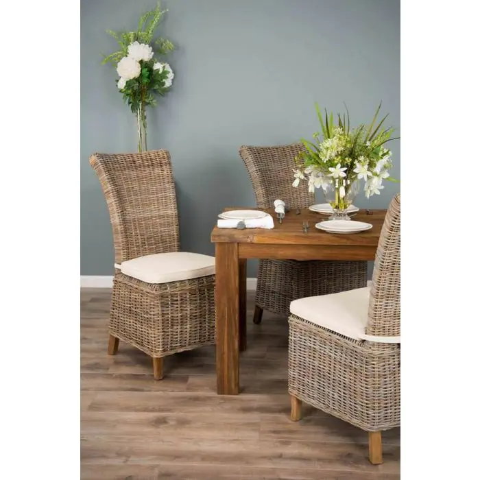 1.2m Reclaimed Teak Taplock Dining Table with 4 Latifa Chairs - 2