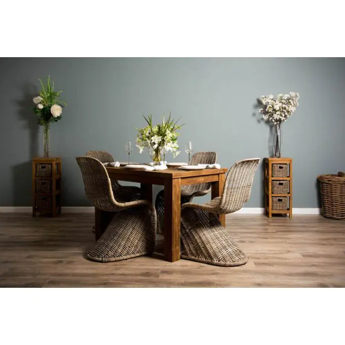1.2m Reclaimed Teak Taplock Dining Table with 4 Stackable Zorro Chairs - 3