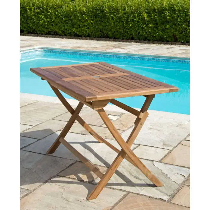 1.2m Teak Rectangular Folding Table with 6 Classic Folding Chairs - 4