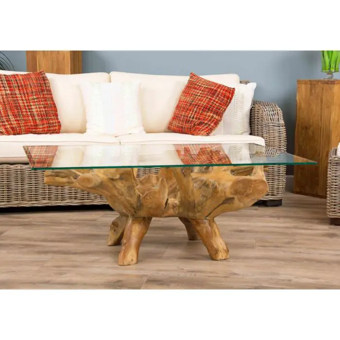 1.2m Reclaimed Teak Root Rectangular Coffee Table - 4