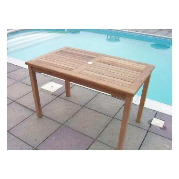 1.2m Teak Rectangular Fixed Table with 4 Classic Folding Chairs & 2 Armchairs - 4