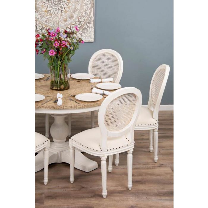1.3m Country Pedestal Dining Table with 6 Ellena Chairs - Sustainable ...
