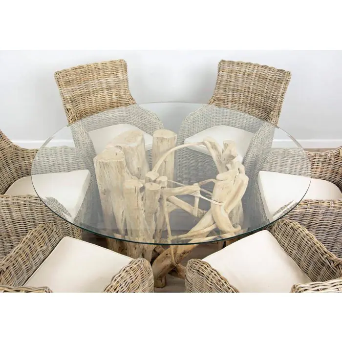 1.5m Java Root Circular Dining Table with 6 Donna Chairs - 1