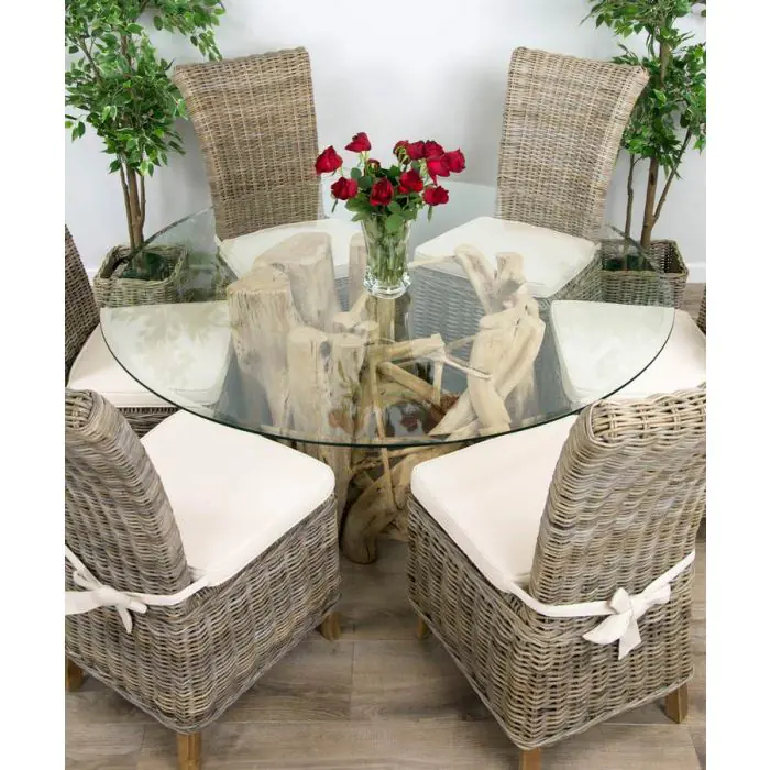 1.5m Java Root Circular Dining Table with 6 Latifa Chairs - 0