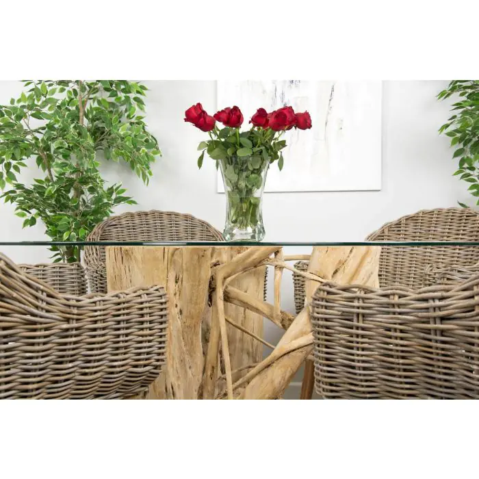 1.5m Java Root Circular Dining Table with 6 Scandi Armchairs  - 5