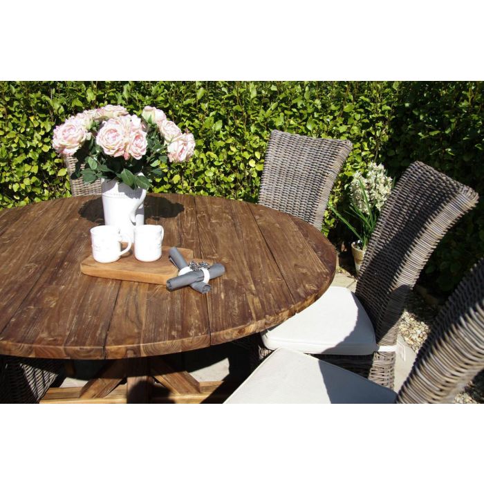 1.5m Reclaimed Teak Outdoor Open Slatted Dartmouth Table with 6 Latifa