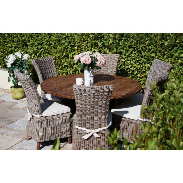 1.5m Reclaimed Teak Outdoor Open Slatted Dartmouth Table with 6 Latifa
