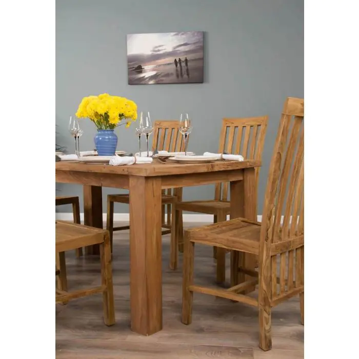 1.6m Reclaimed Teak Mexico Dining Table with 6 Santos Chairs - 2