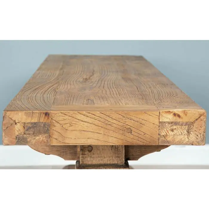 1.8m Reclaimed Elm Pedestal Dining Bench - 5