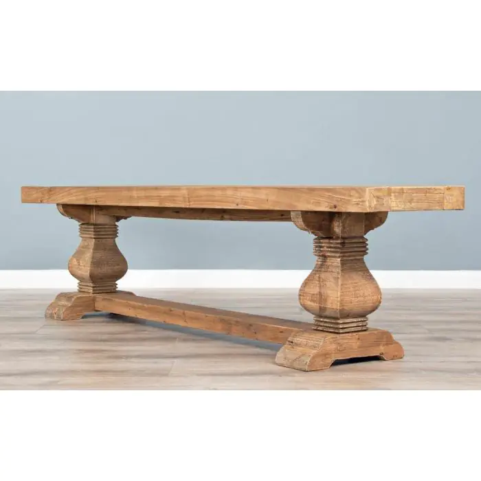 1.8m Reclaimed Elm Pedestal Dining Bench - 3