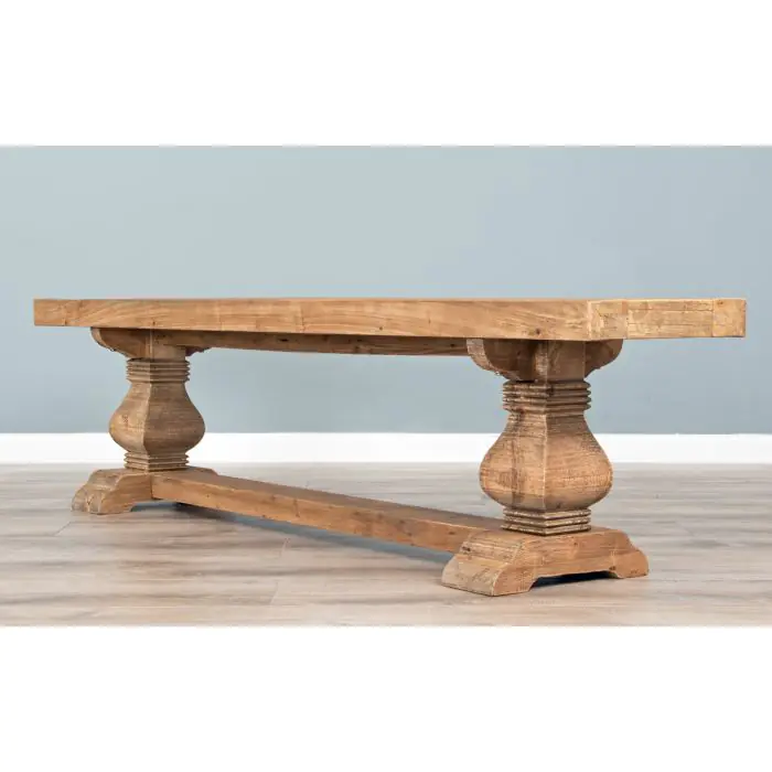 2m Reclaimed Elm Pedestal Dining Table with 3 Latifa Chairs and 1 Backless Bench - 15