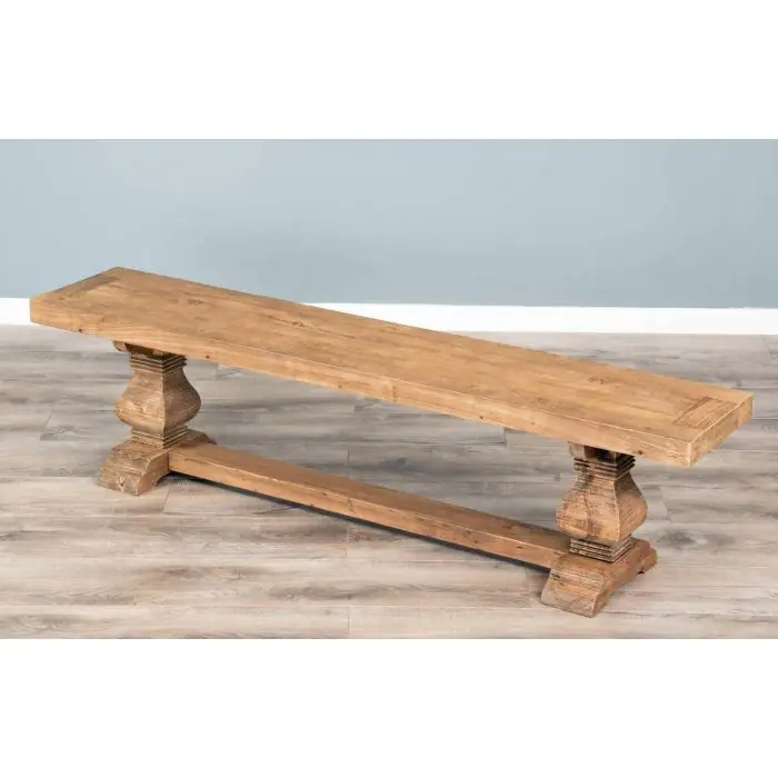 1.8m Reclaimed Elm Pedestal Dining Bench - 1